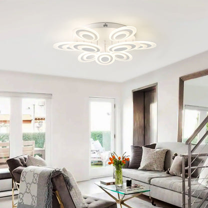 9-Lights Elliptical Petal Shape LED Semi-Flush Mount Lighting