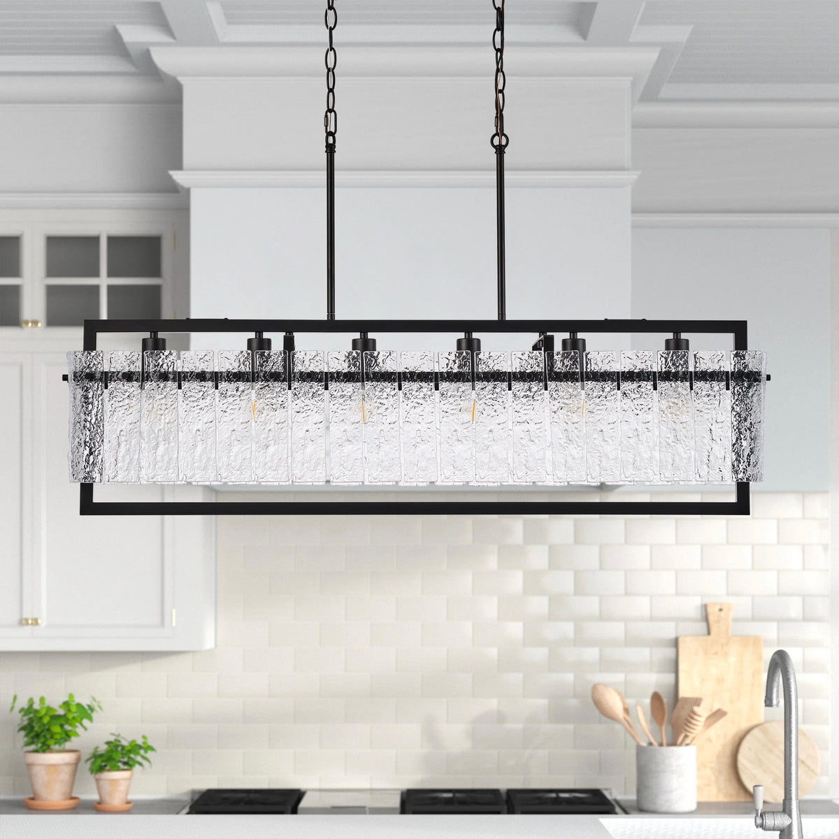 6-Light Clear Glass Pieces Design for Kitchen Island