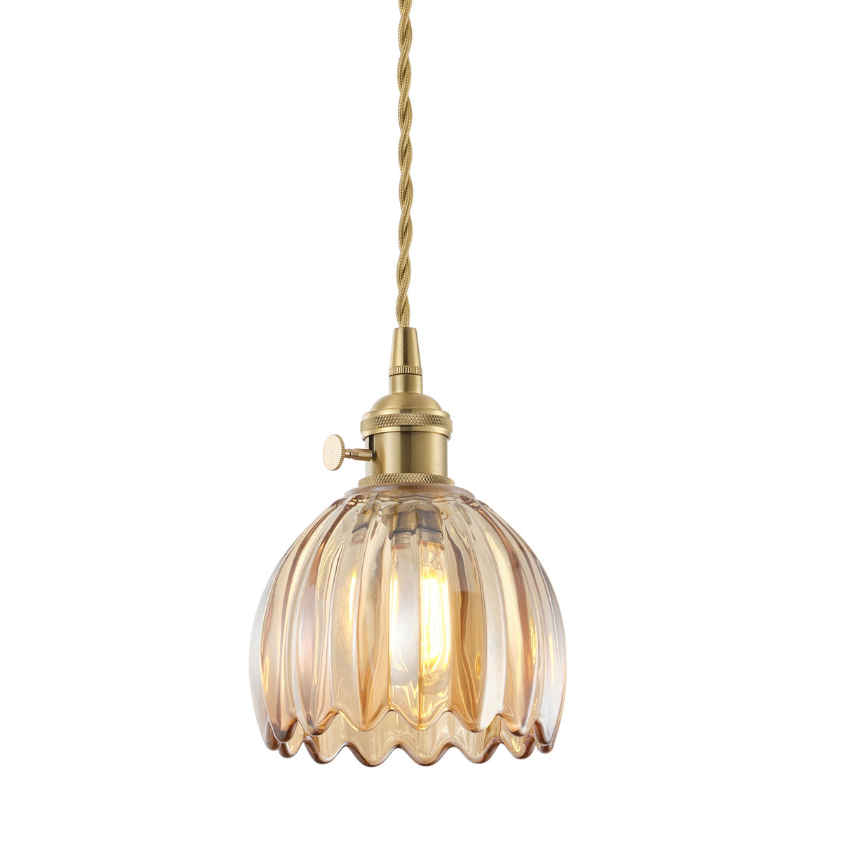 1-Light Amber Glass Pendant Light for Kitchen Island