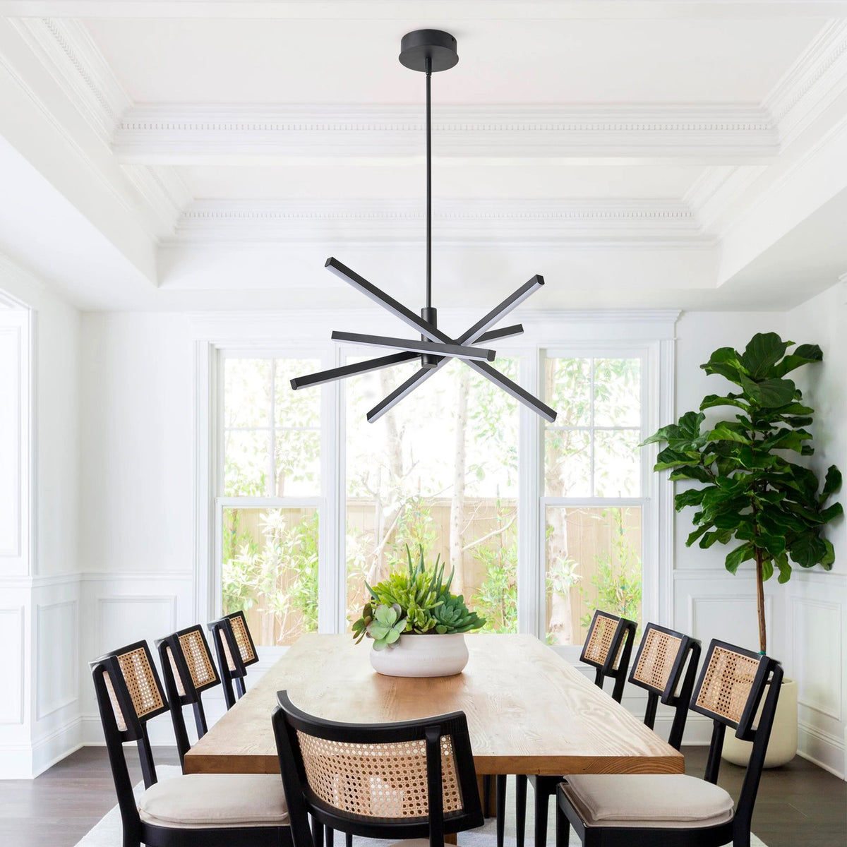 4-Light Modern Linear Black LED Ceiling Light