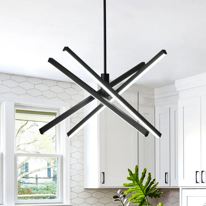 4-Light Modern Linear Black LED Ceiling Light