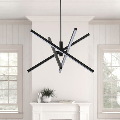 4-Light Modern Linear Black LED Ceiling Light