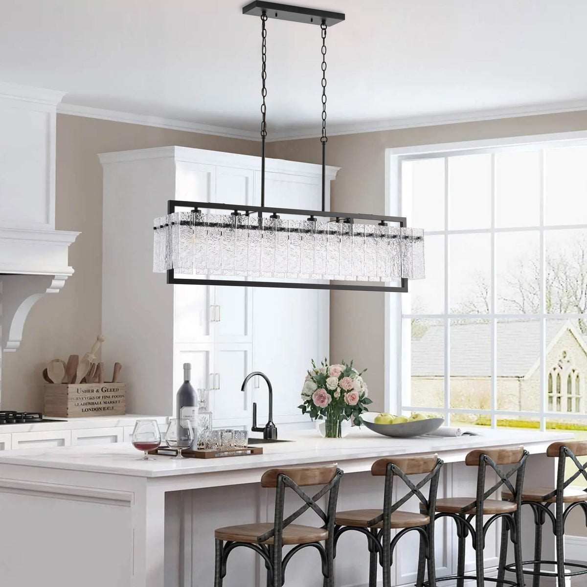 6-Light Clear Glass Pieces Design for Kitchen Island