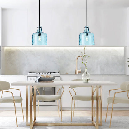 1-Light Modern with Textured Glass Shade Pendant Lighting