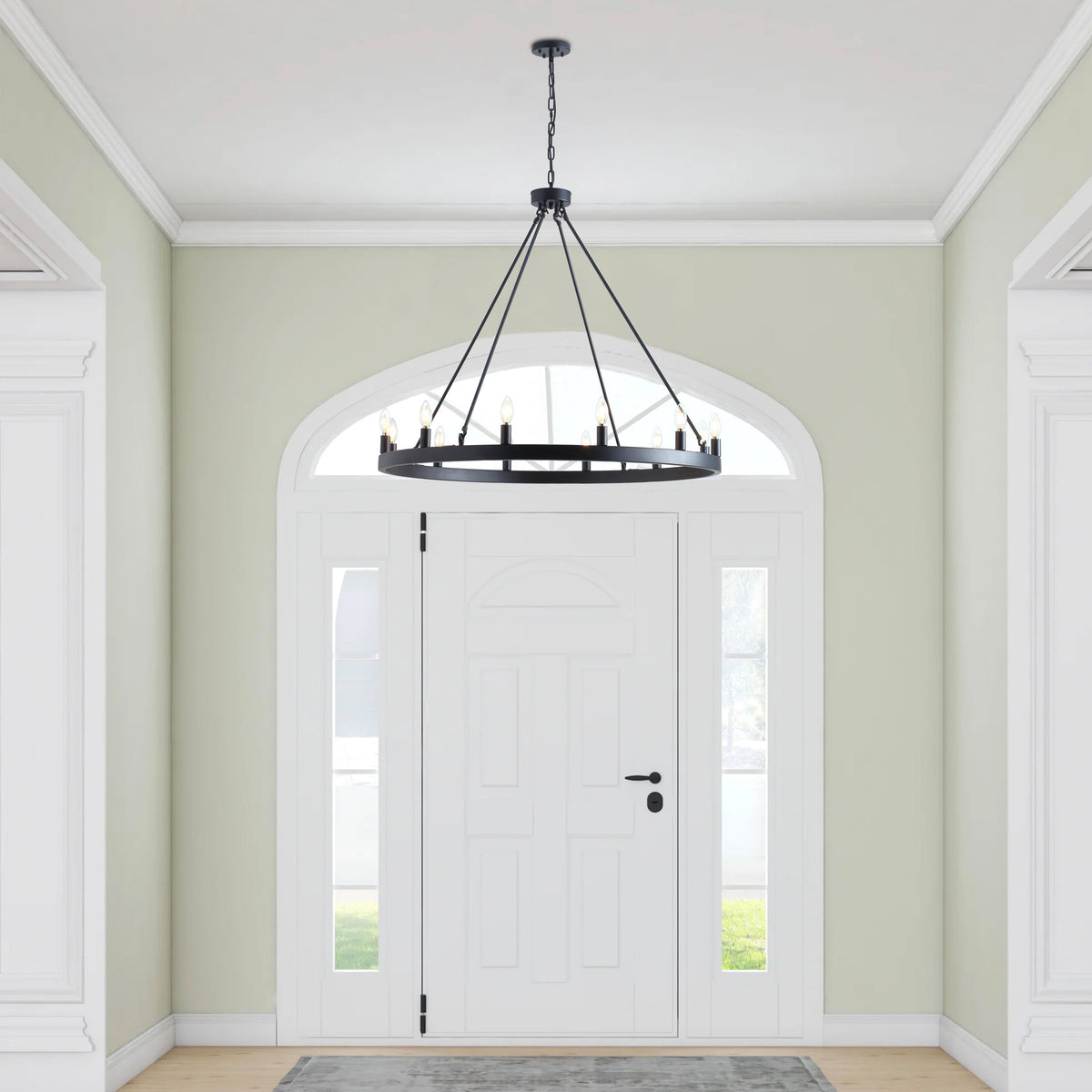 12-Lights Vintage Wagon Wheel Chandelier