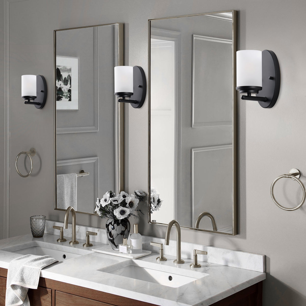 1-Light Clear Light Bites Acid Column Shade Wall Sconces