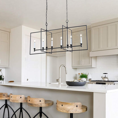 6-Lights Farmhouse Metal Frame Kitchen Island Lights