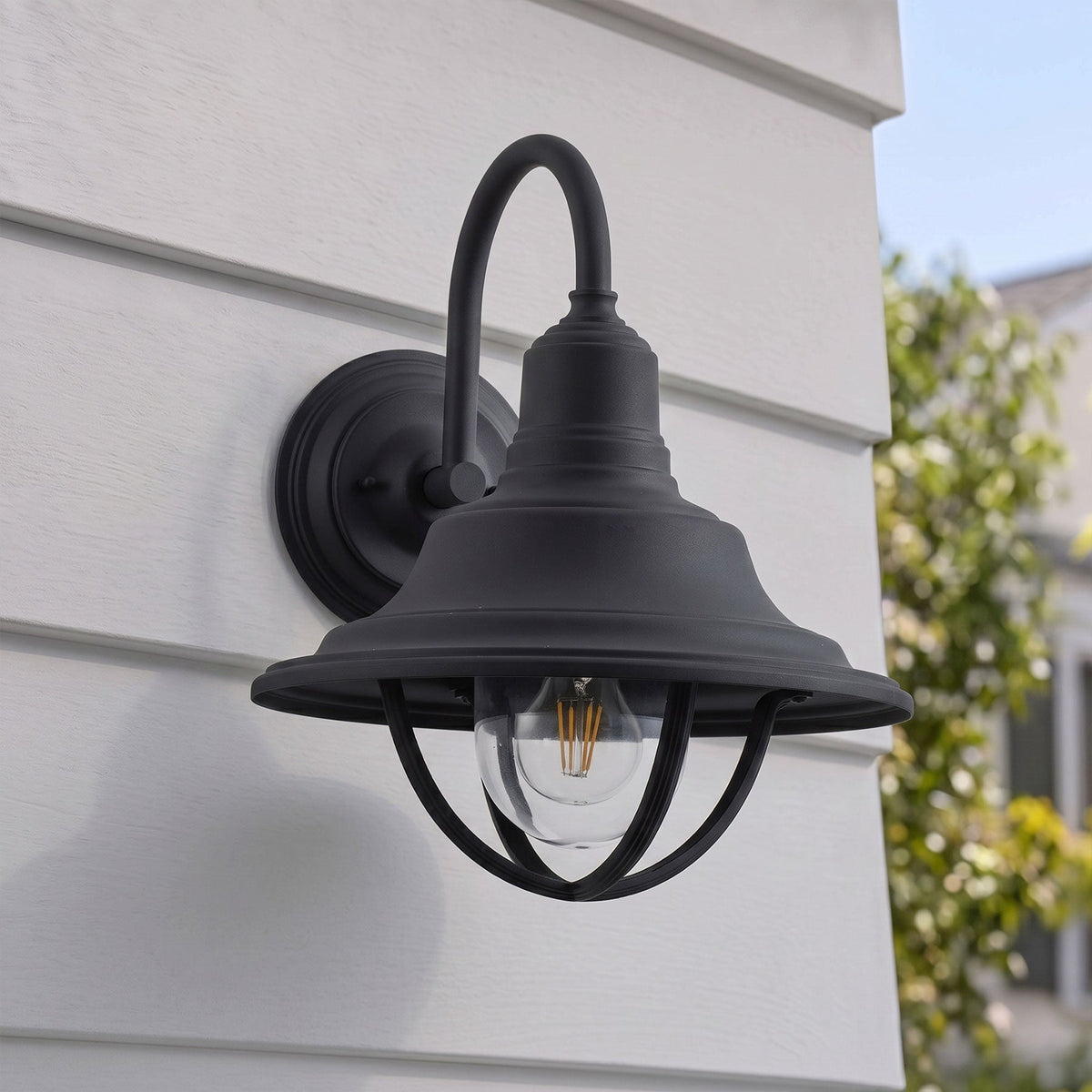 1-Light Industrial Outdoor Wall Light for Garage Entryway