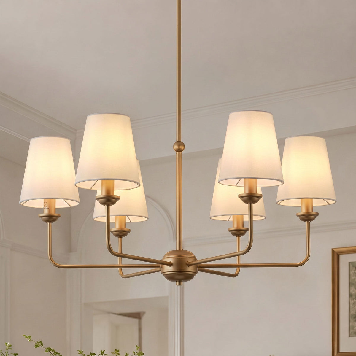 6-Light Modern Farmhouse Chandelier with Fabric Shades