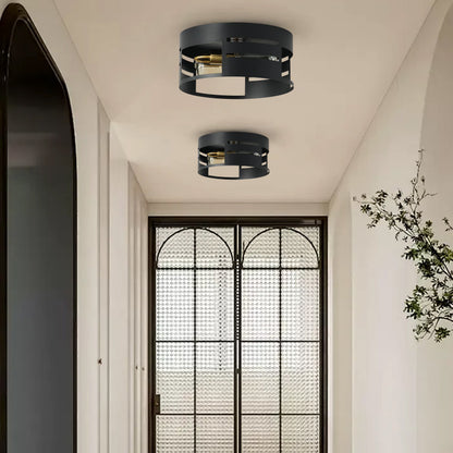 2-Light Simple Black Hollow Out Flush Mount Lighting