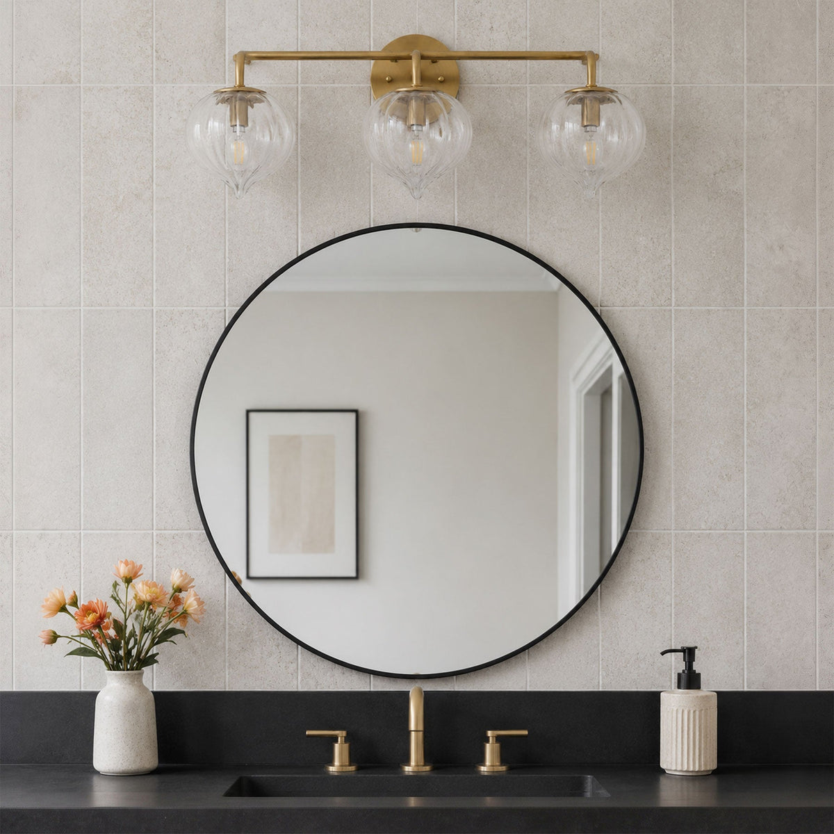 3-light & 4-light Pumpkin Glass Vanity Light