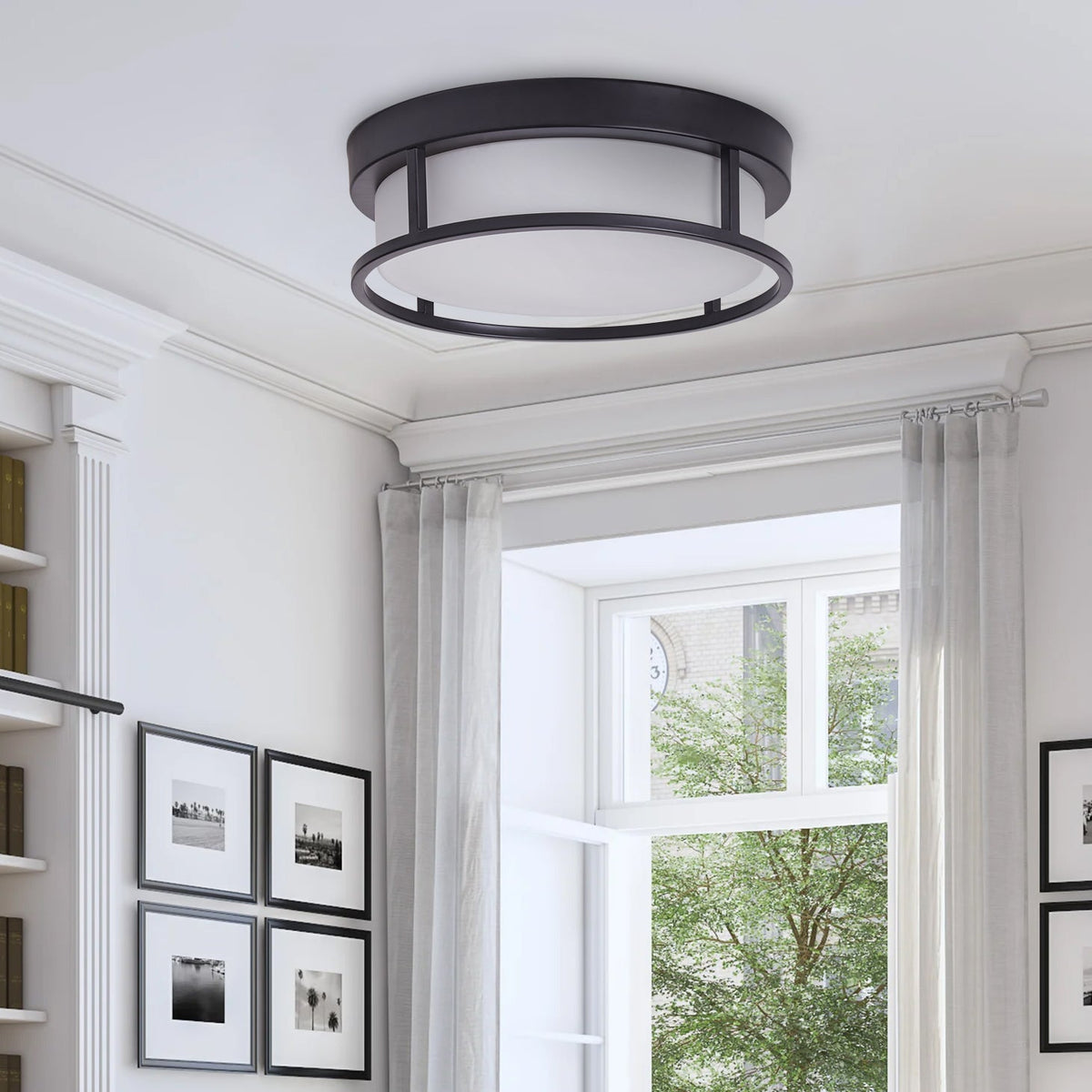 2-Lights Round Shade Flush Mount Lighting
