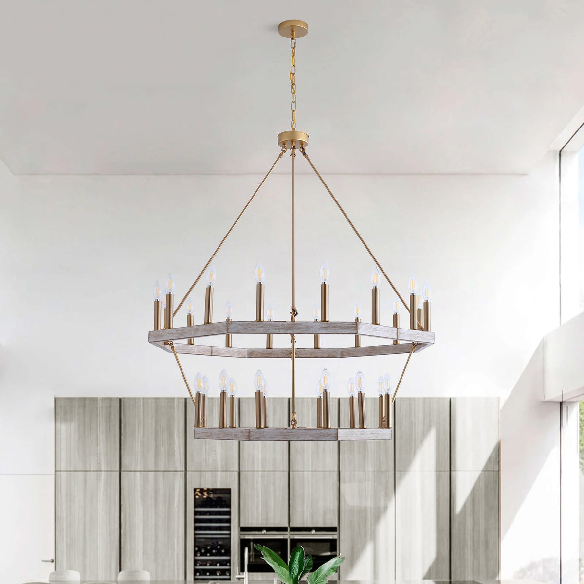 28-Lights Wagon Wheel-Shape Chandelier