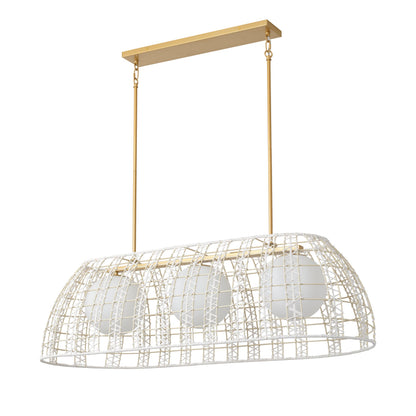 3 Light Boho Rattan Chandelier Kitchen Island Light