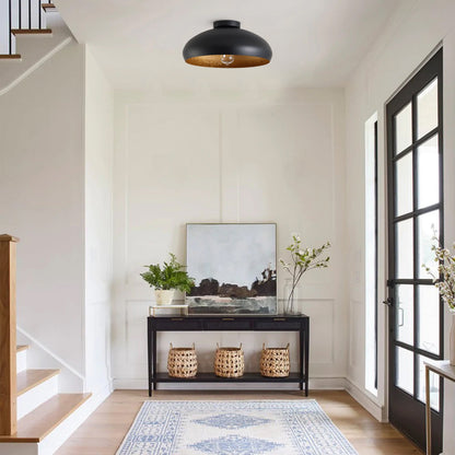 1-Light Sanded Black Semi-Flush Mount