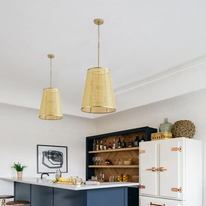6-Lights Woven Openwork Flared Shade Pendant Lighting