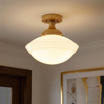 1-Light Farmhouse Semi Flush Mount Ceiling Light