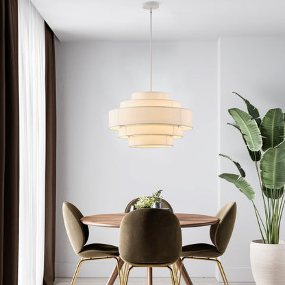 5-Light 23.6'' Oversize Five-Layer Fabric Column Shade Pendant Lighting
