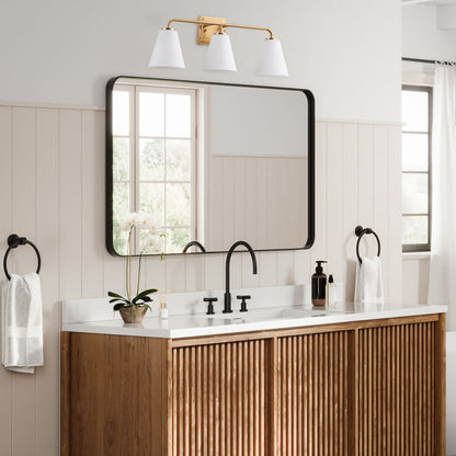 3-Light White Jade Acid Wash Flared Shade Bathroom Vanity Lighting