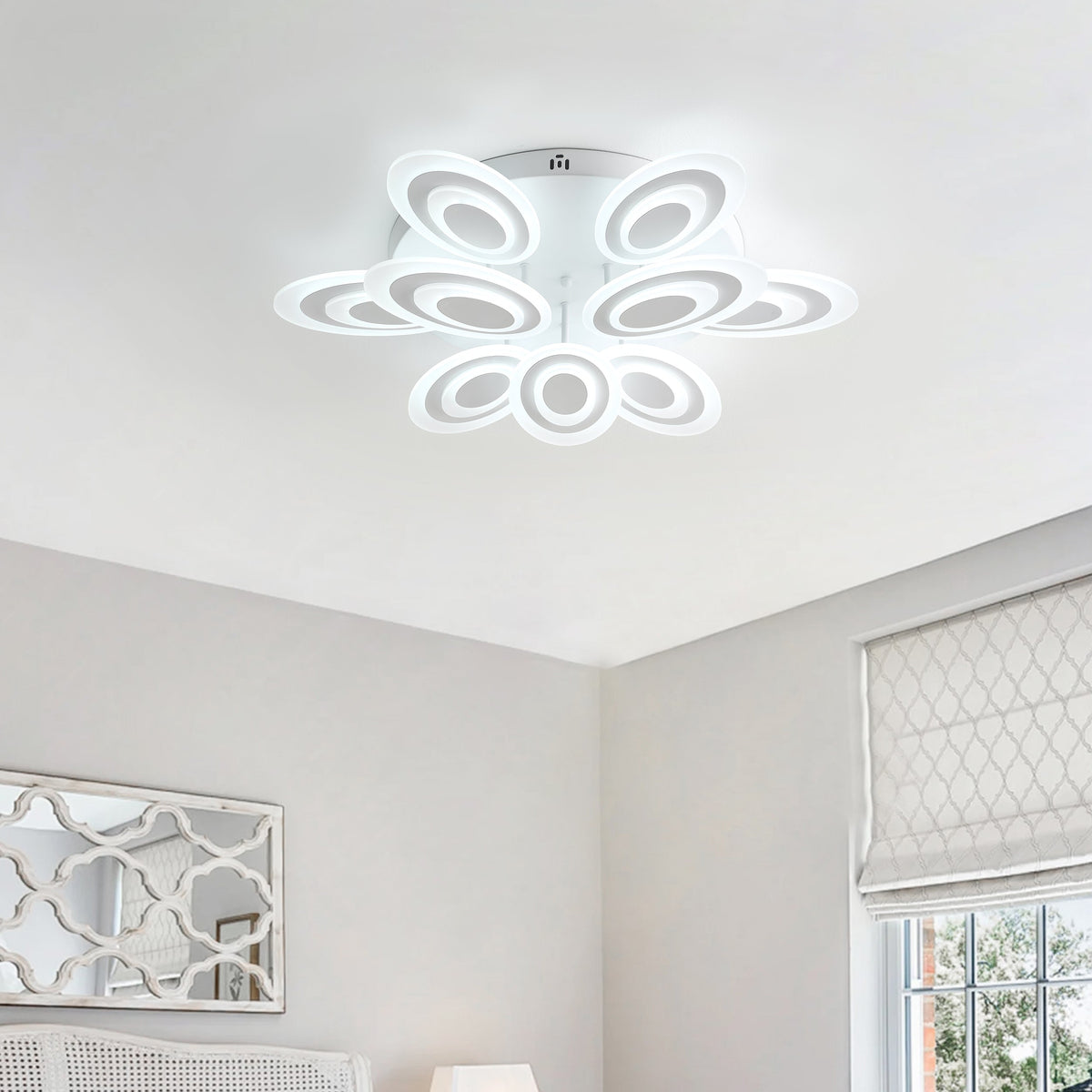 9-Lights Elliptical Petal Shape LED Semi-Flush Mount Lighting