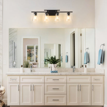 3-Light & 4-Light Dimmable Bathroom Clear Glass Wall Vanity Lighting