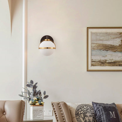 Modern Minimalist Vanity Light Dewdrop Black And Gold Globe Frosted Glass For Bathroom