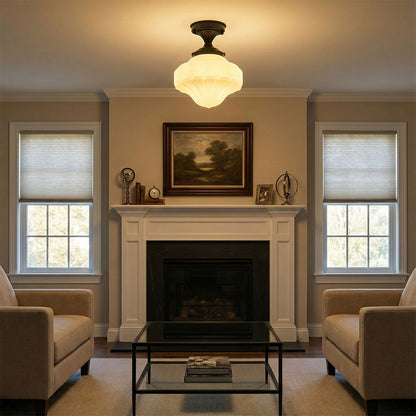 1-Light Vintage Schoolhouse Semi Flush Mount Ceiling Light