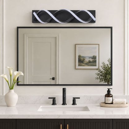 1-Light Black & Gold Wave LED Bathroom Vanity Light