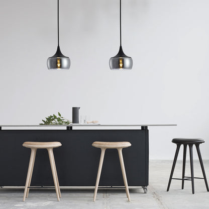 1-Light Cylindrical Glass Shade Pendant Lighting