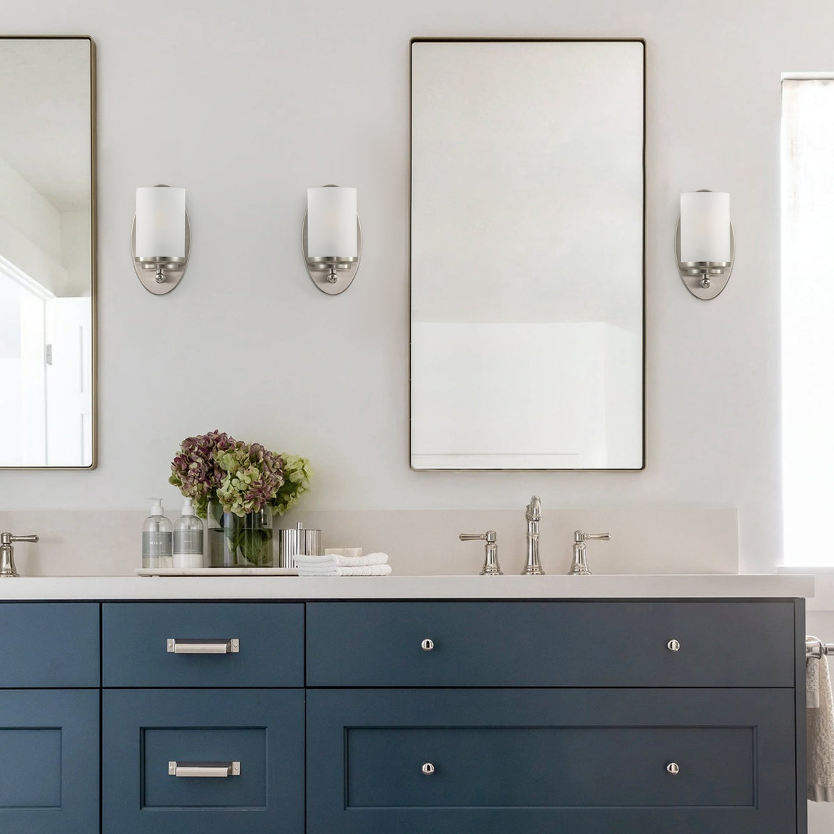 1-Light Clear Light Bites Acid Column Shade Wall Sconces
