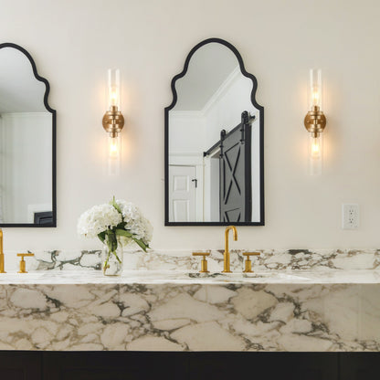 2-Light Clear Glass Cylindrical Shade Wall Sconces