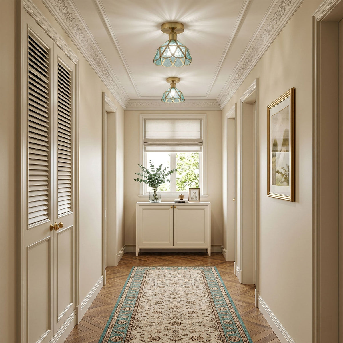 1-Light Brass Flower Ceiling Light for Bedroom