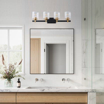 3-Lights & 4-Lights Clear Stripe Glass Shade Bathroom Vanity Lighting