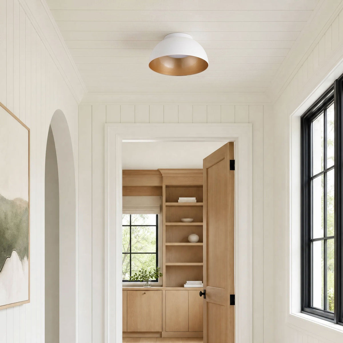 1 Light White Gold LED Flush Mount Ceiling Light