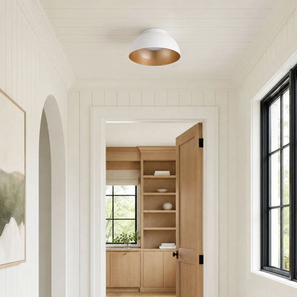 1 Light White Gold LED Flush Mount Ceiling Light