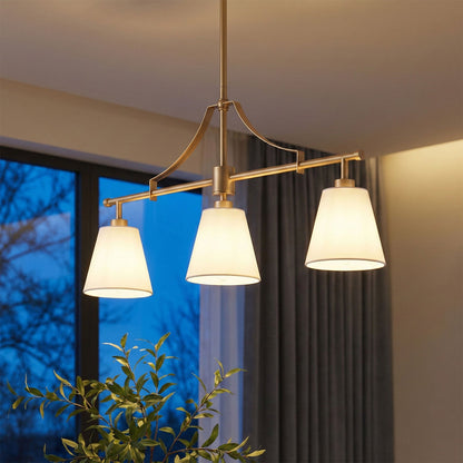 3-Light Contemporary Chandelier Fabric Shade Dining Room Light