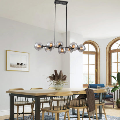8-Lights Smoke Gray Spherical Kitchen Island Lights