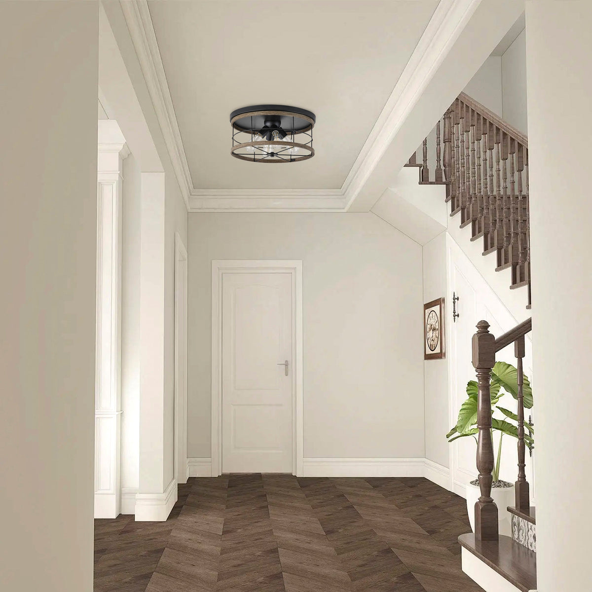 4-Lights Round Metal Frame Openwork Design Flush Mount Lighting