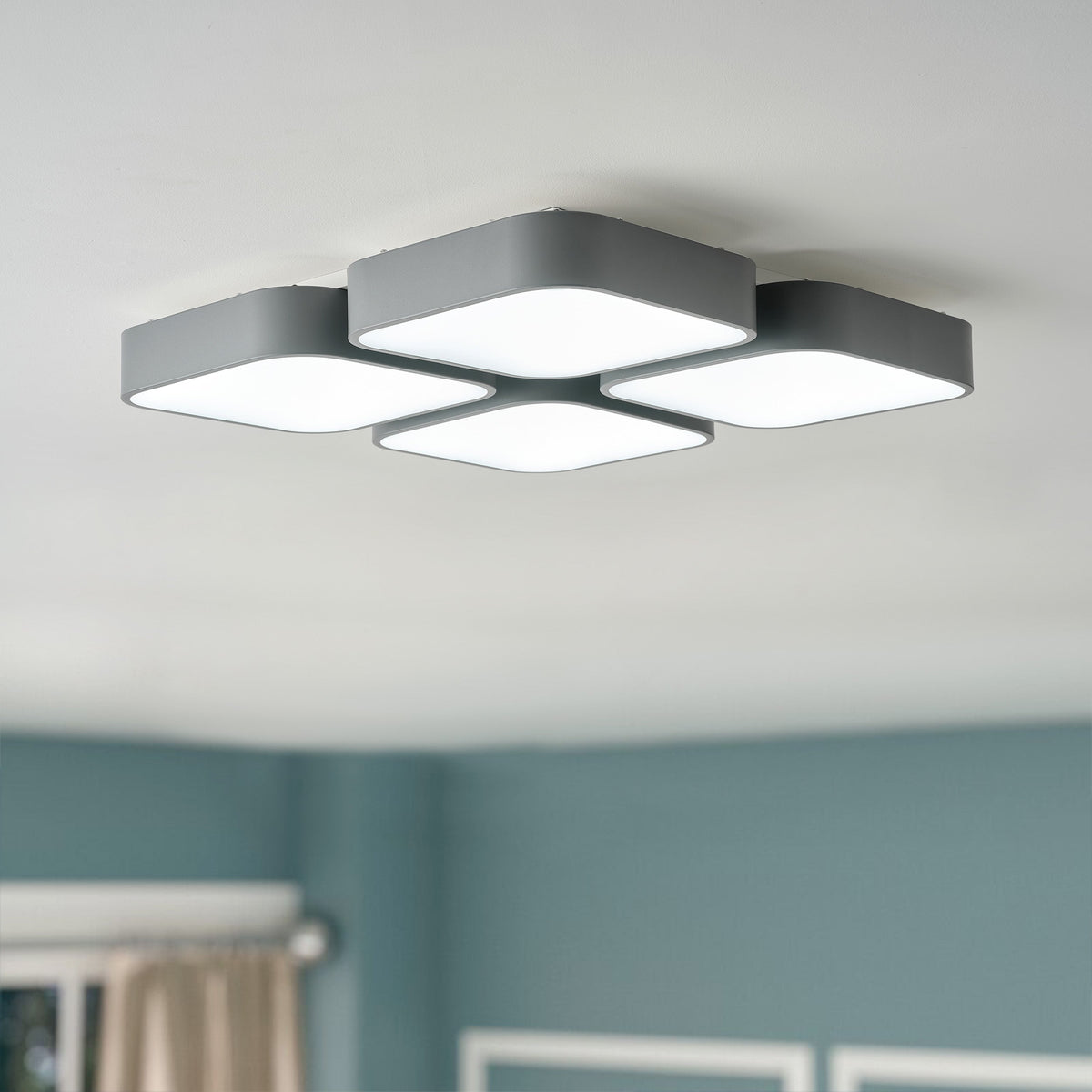 4-Light Modern Style Efficient Dimmable Block Shape LED Flush Mount Lighting
