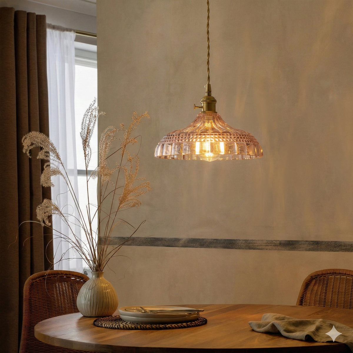 1-Light Vintage Glass Pendant Light Kitchen Island Lighting