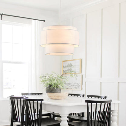 4-Light 21.65''  Oversize Three-Layer Fabric Column Shade Pendant Lighting