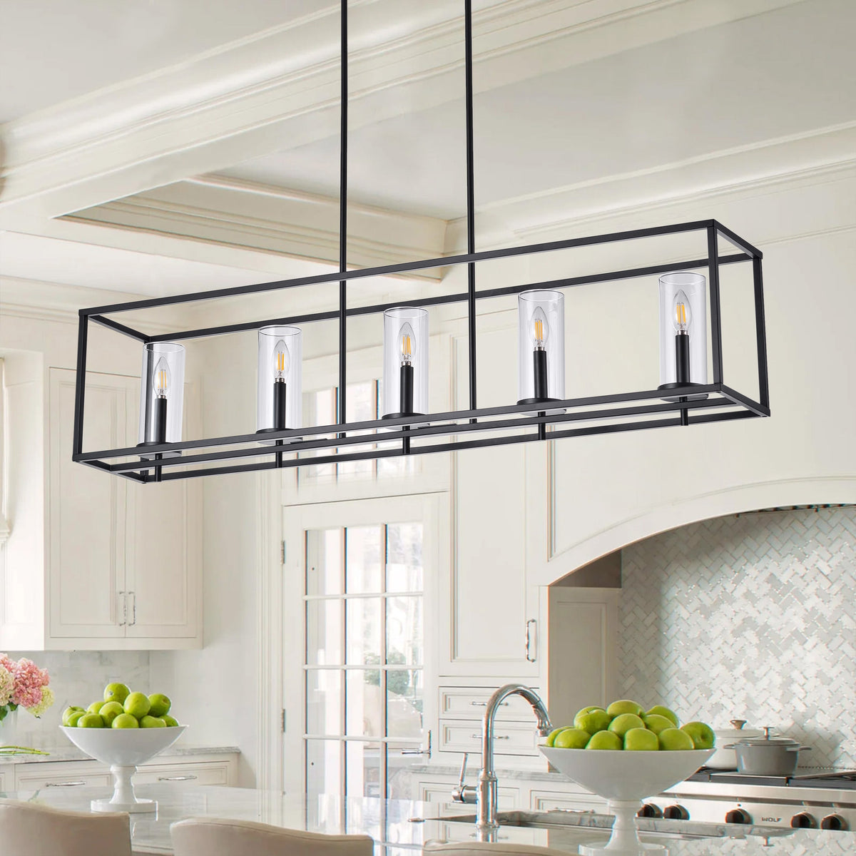 5-Lights Modern Classic Glass Shape Kitchen Island Lights