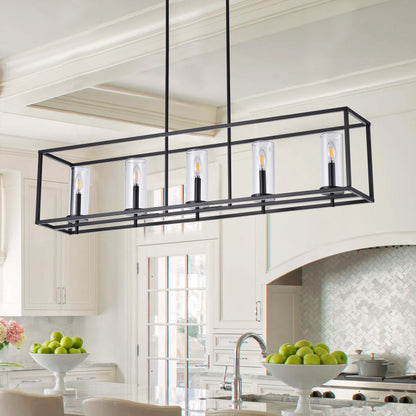 5-Lights Modern Classic Glass Shape Kitchen Island Lights