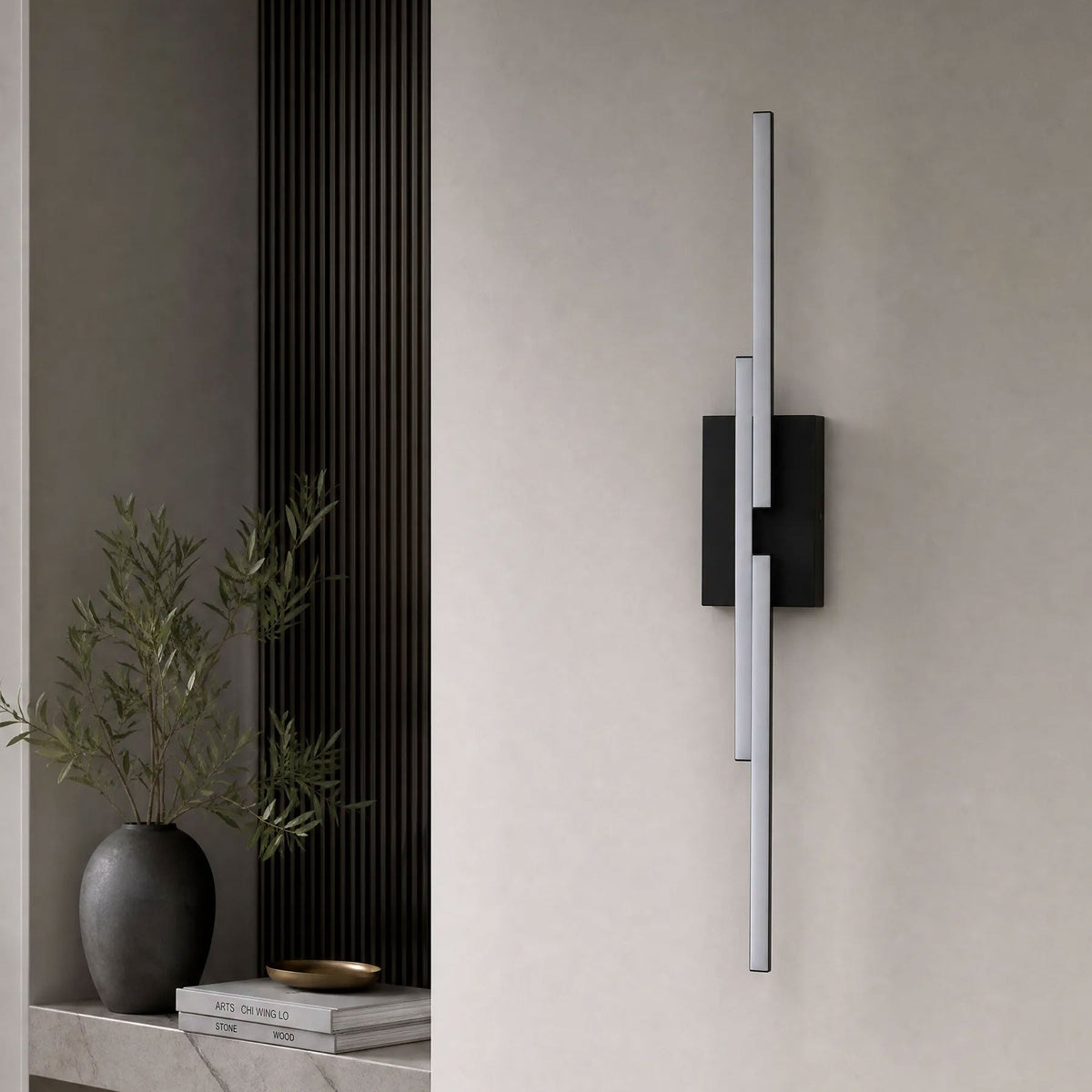 1 Light Modern Linear Black LED Bathroom Vanity Wall Sconce
