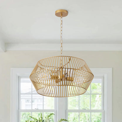 4-Lights Dimmable Lantern Geometric Pendant Lighting
