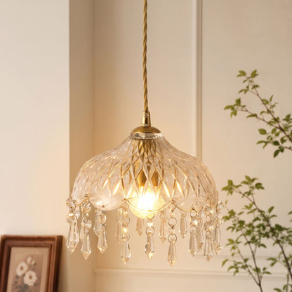 3-Light Clear Crystal Fringe Pendant Light