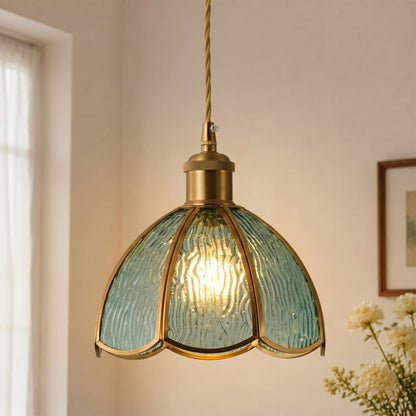 1-Light Blue Glass Pendant Light for Kitchen Island