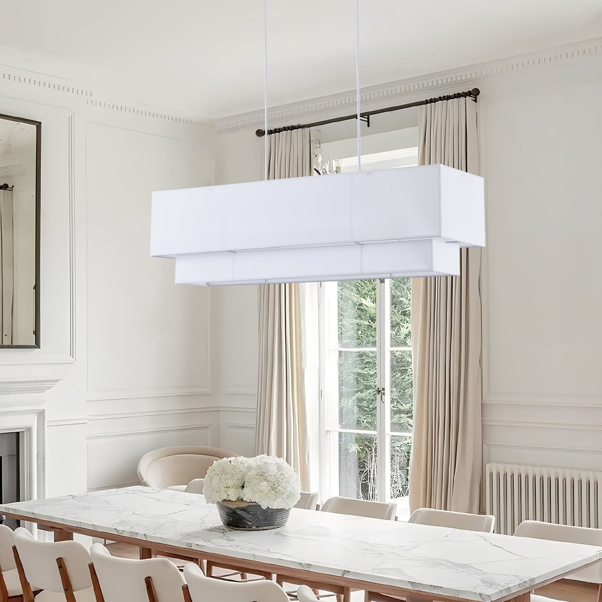 3-Light 35.43'' Oversize Fabric Rectangular Shade Island Lighting