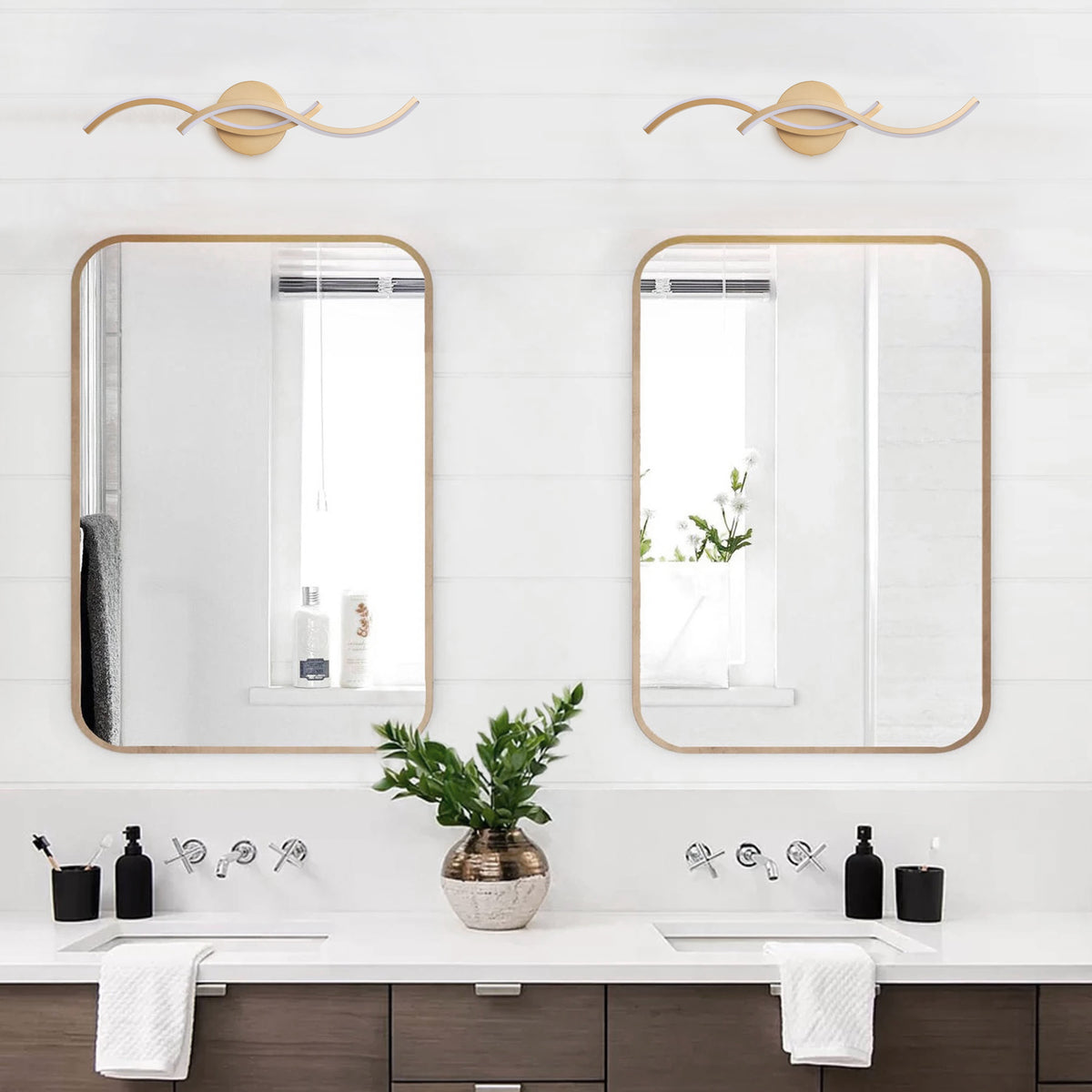 1-Light Curved Lines Design LED Bathroom Vanity Lighting