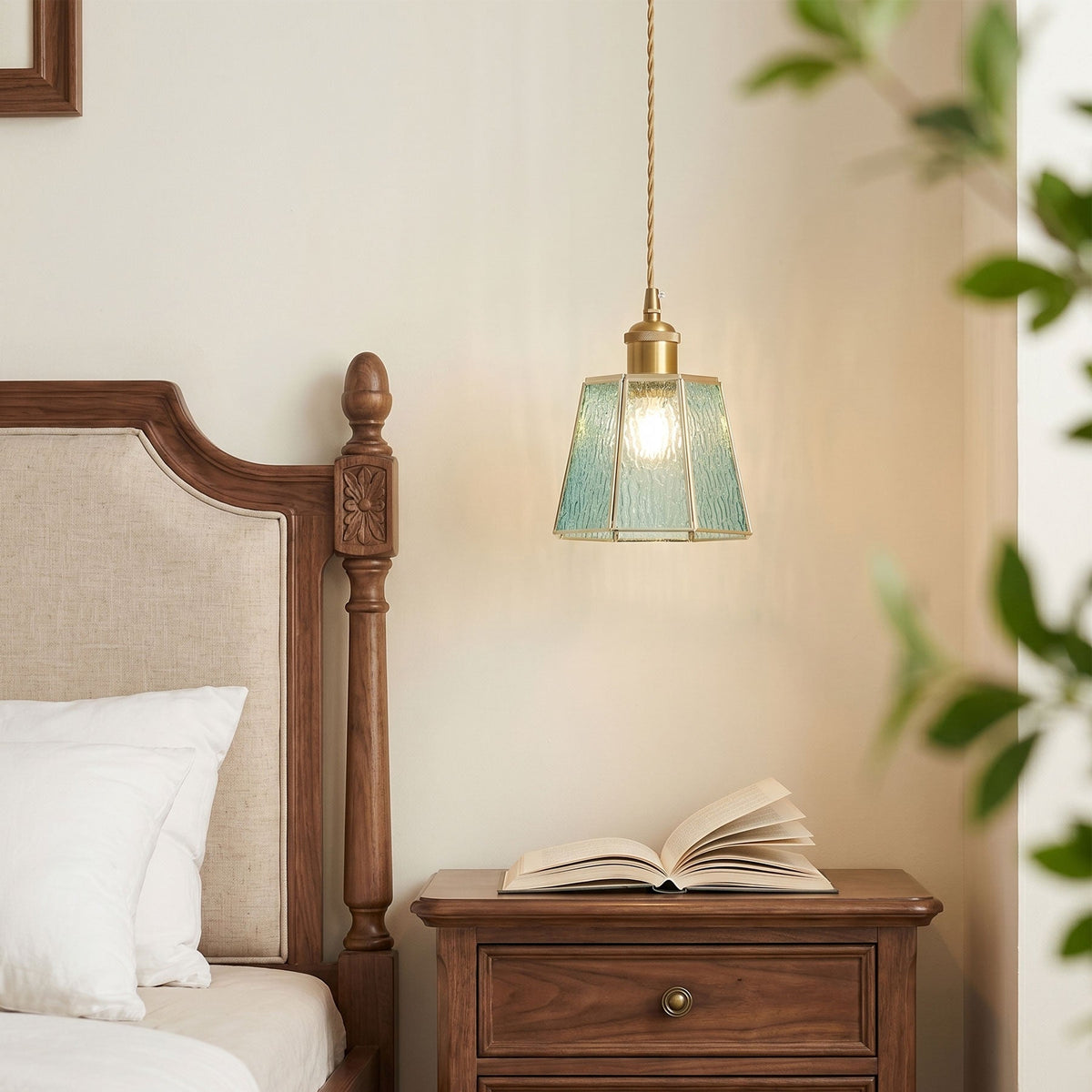 1-Light Blue Glass Pendant Light for Kitchen Island